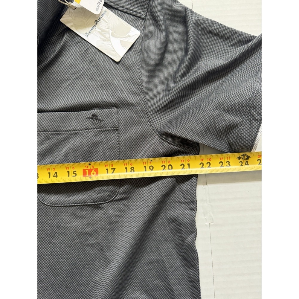 Tommy Bahama San Lucio Stretch Grey New Medium M Short Sleeve Button Up - Picture 8 of 9